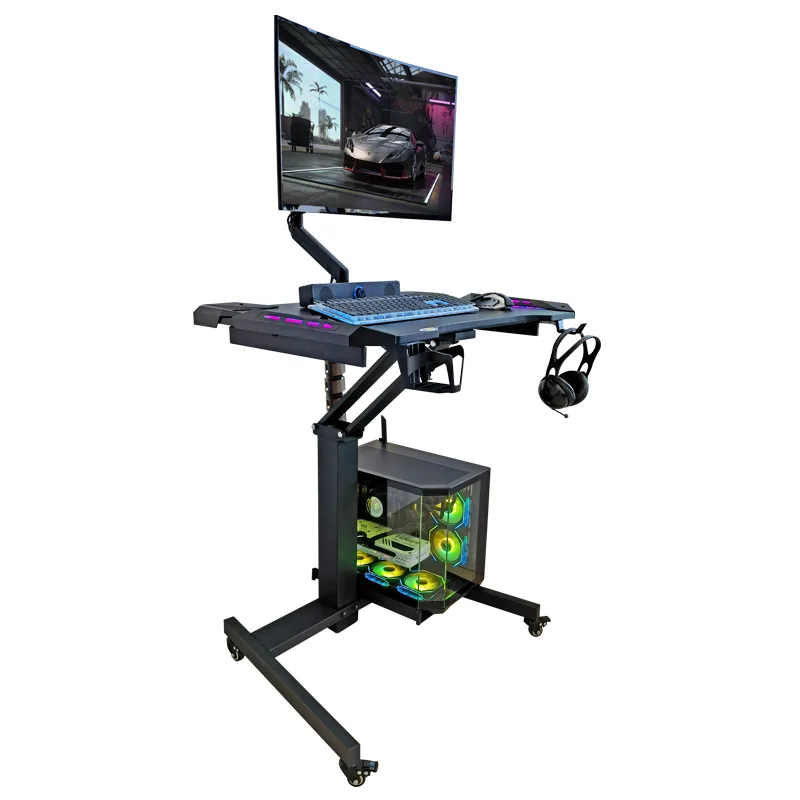 Gaming-Schreibtisch mit PC-Turmhalterung 2