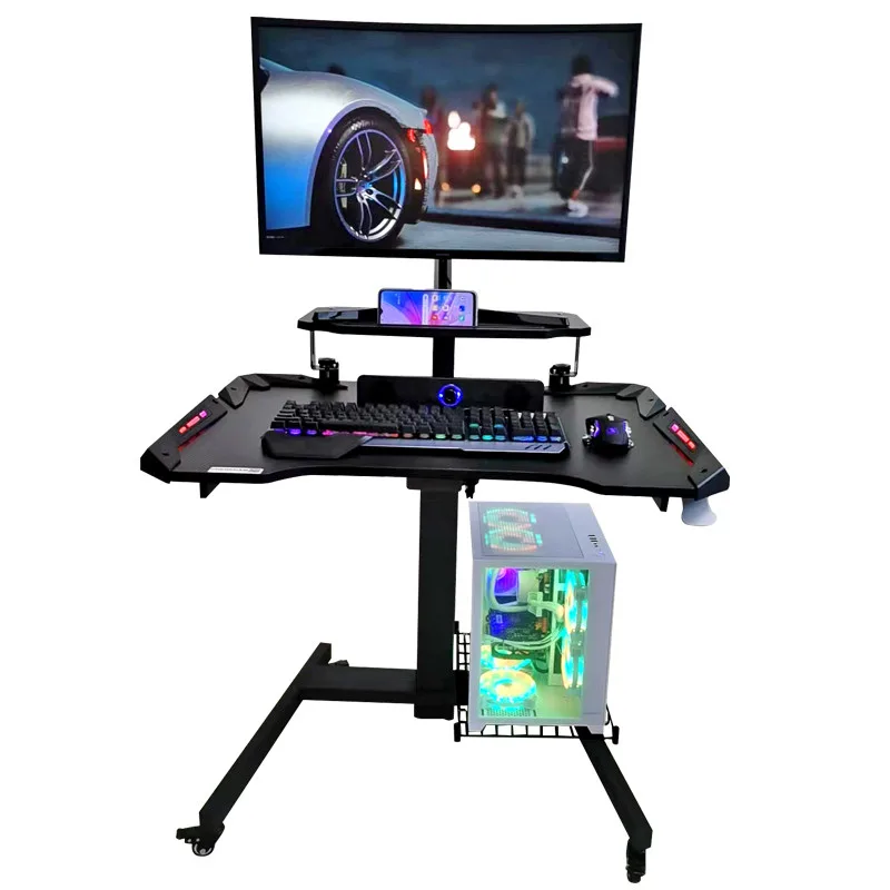Height-Adjustable Gaming Desk with PC Tower Holder 6