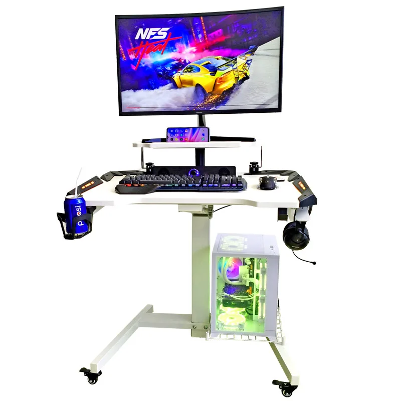 Height-Adjustable Gaming Desk with PC Tower Holder 5