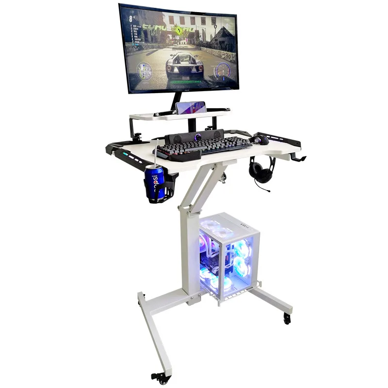 Height-Adjustable Gaming Desk with PC Tower Holder 4